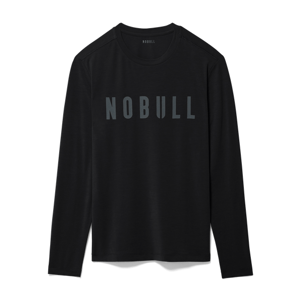 Black Men's NOBULL Long Sleeve Tee Silhouette Angle.