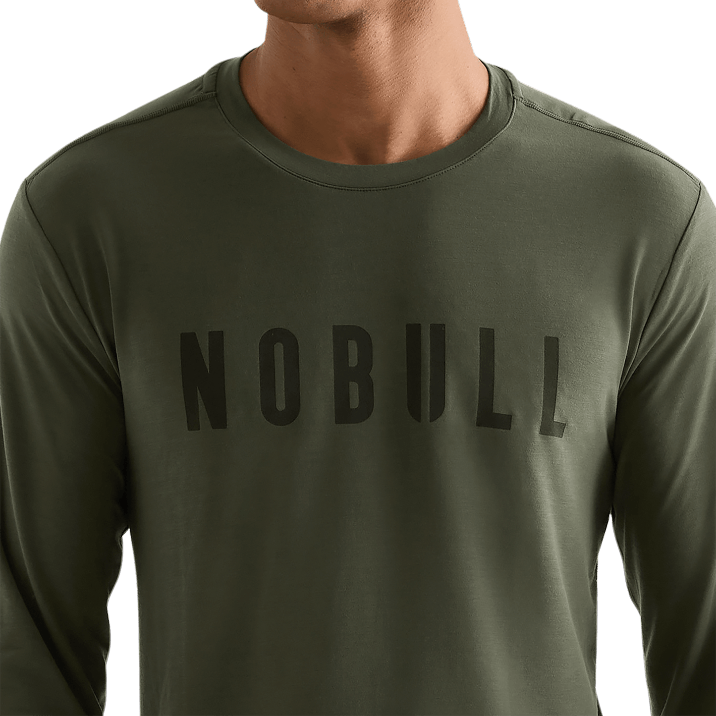 Dark Army Men's NOBULL Long Sleeve Tee Detail Angle.