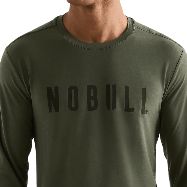 Dark Army Men's NOBULL Long Sleeve Tee Detail Angle.
