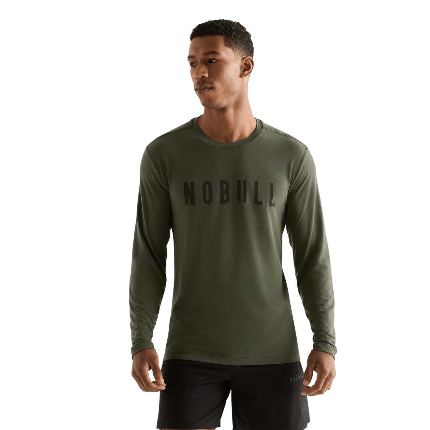 Dark Army Men's NOBULL Long Sleeve Tee Front Angle.