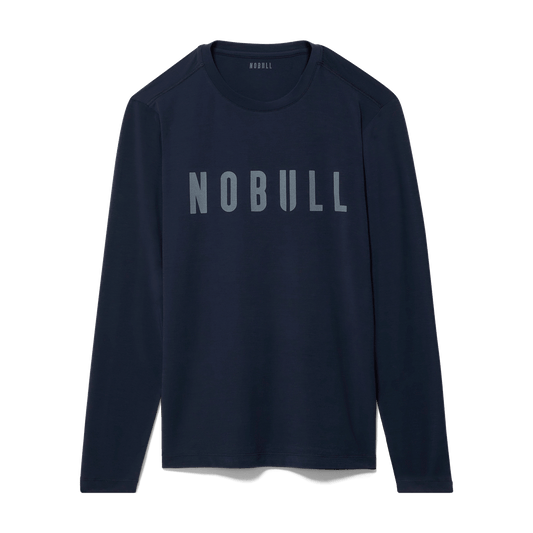 
                        Night Navy Men's NOBULL Long Sleeve Tee Silhouette Angle.
                      