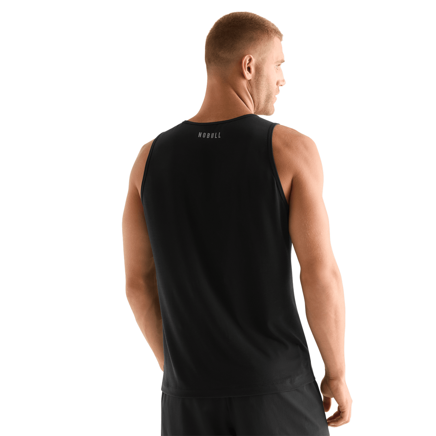 Black Men's U Tank Back Angle.
