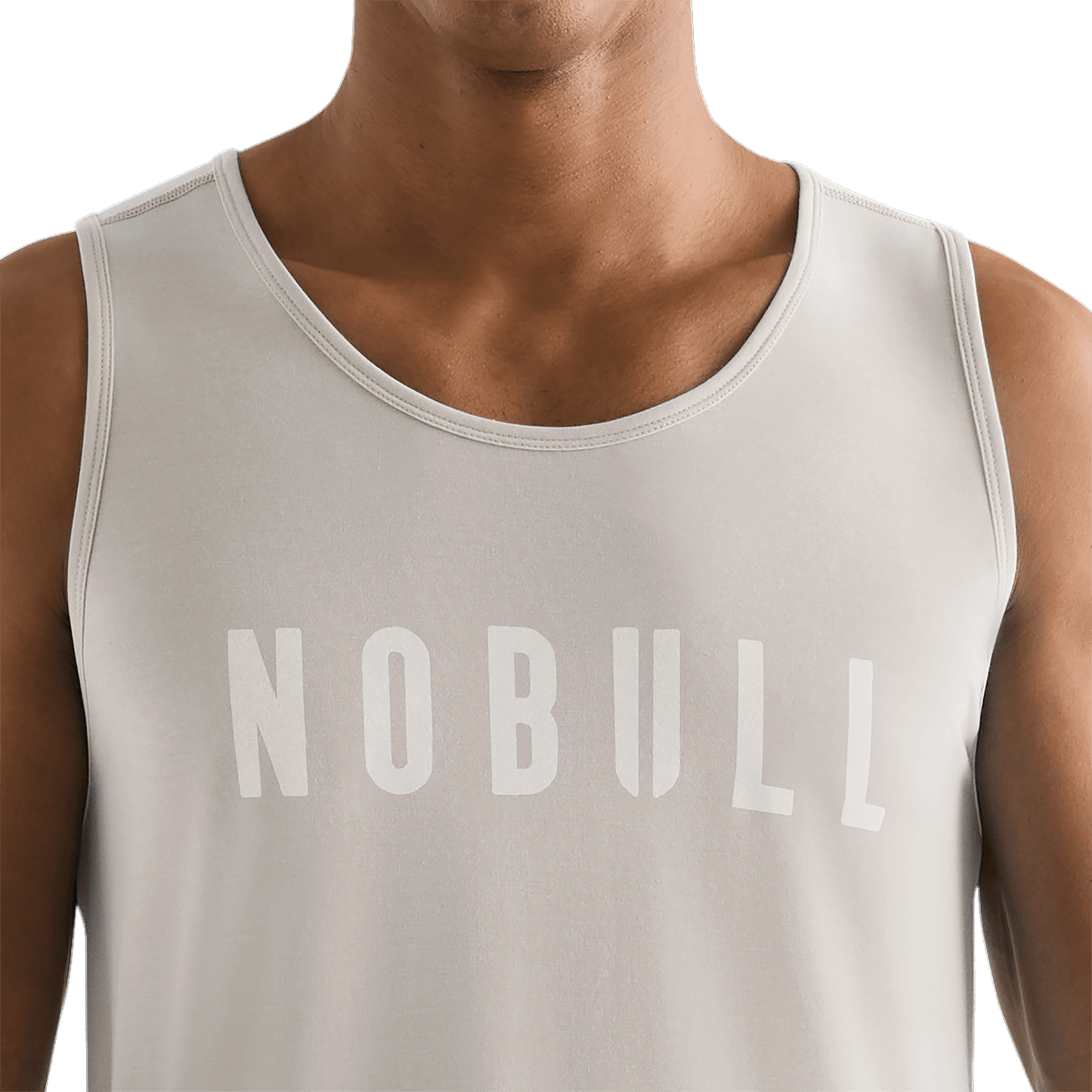 Oatmeal Men's NOBULL Tank Detail Angle.