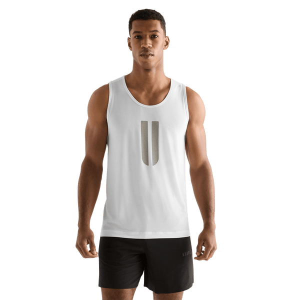 White Men's U Tank Front Angle.