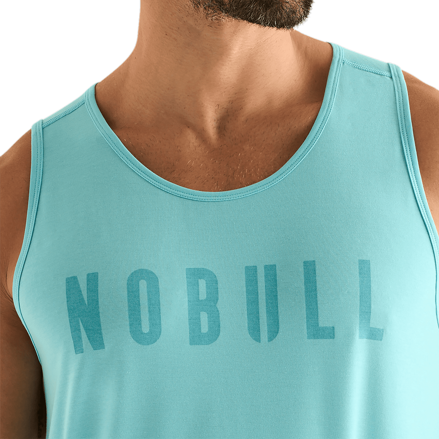 Aqua Heather Men's NOBULL Tank Front Detail Angle.