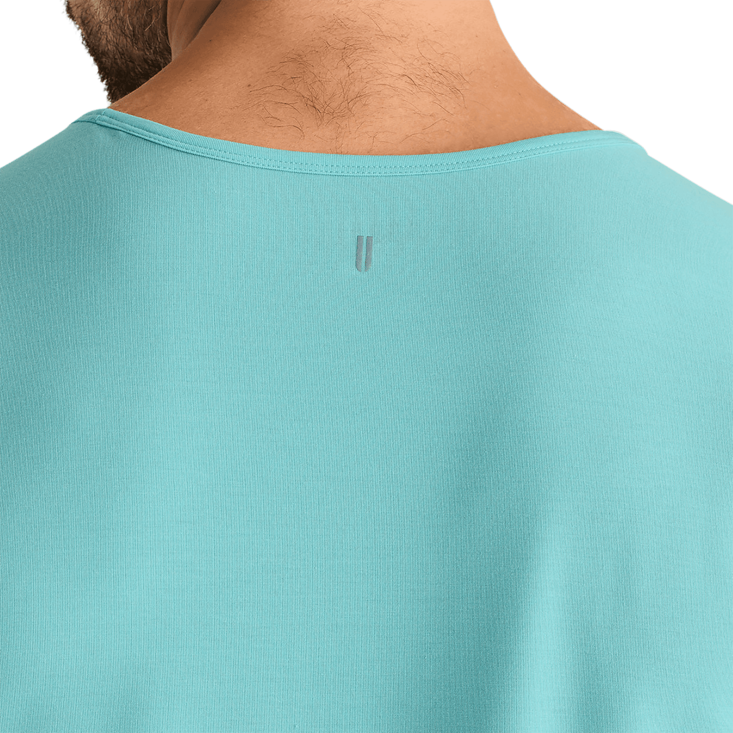 Aqua Heather Men's NOBULL Tank Back Detail Angle.