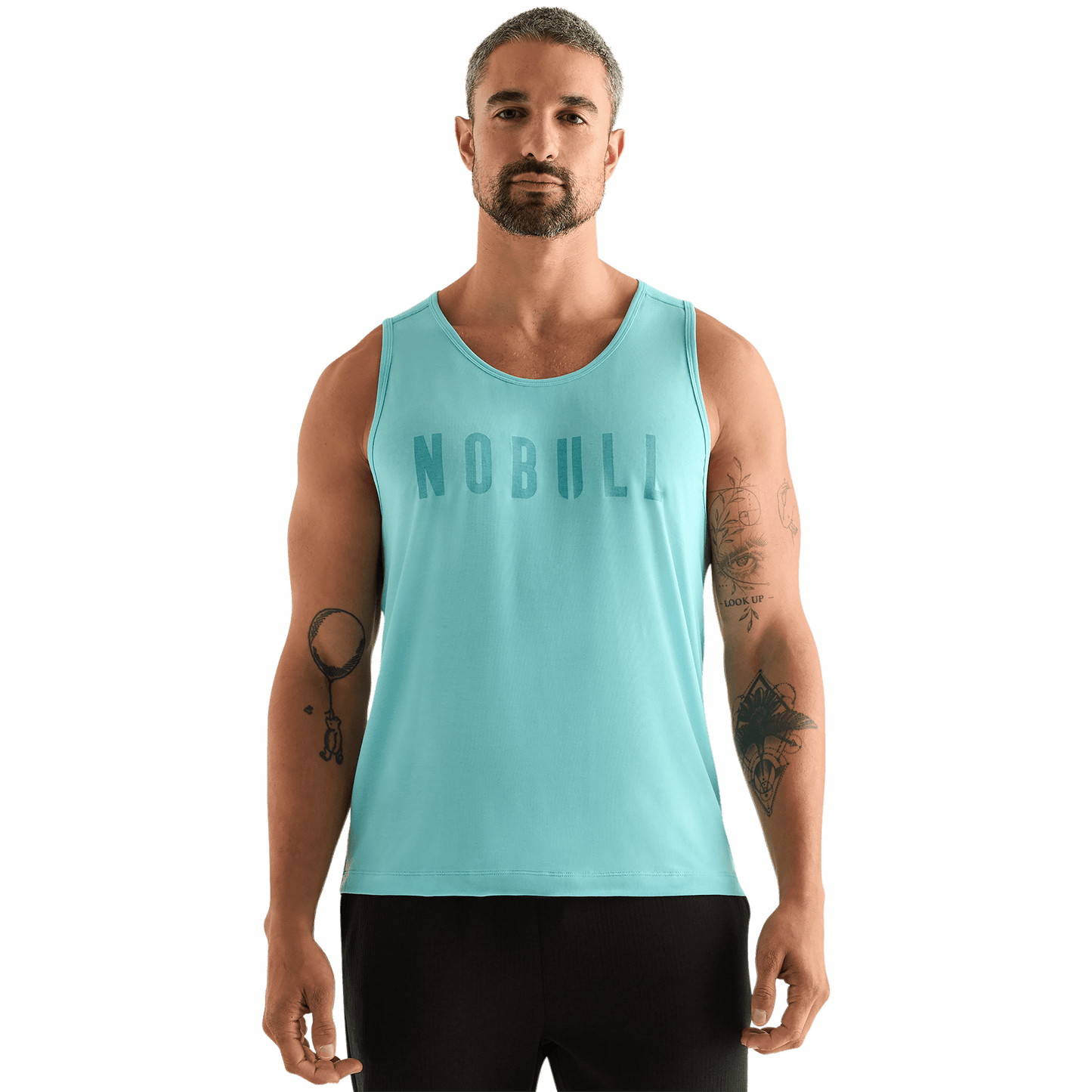 Aqua Heather Men's NOBULL Tank Front Angle.