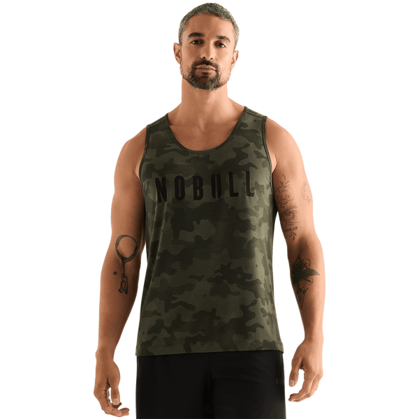 Dark Army Camo Men's NOBULL Tank Front Angle.