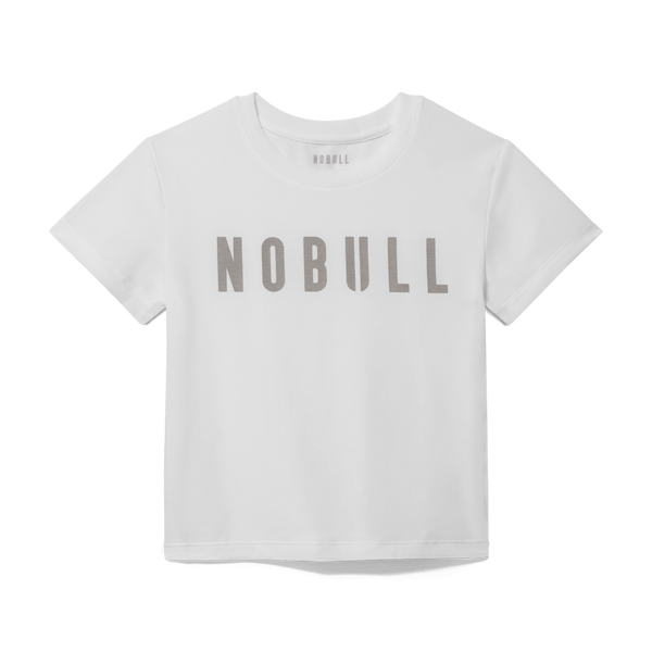 White Women's NOBULL Fitted Tee Silhouette Angle.
