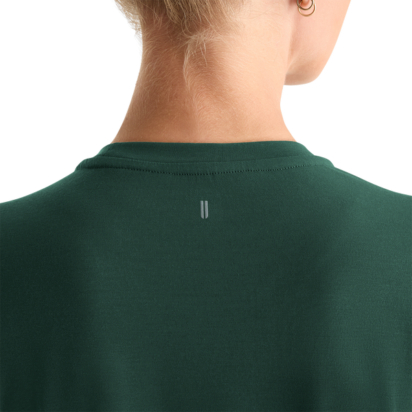 Women's Dark Ivy NOBULL Boxy Tee U Logo Angle.