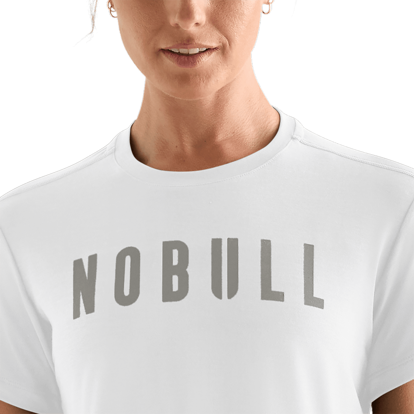 White Women's NOBULL Boxy Tee Detail Angle.