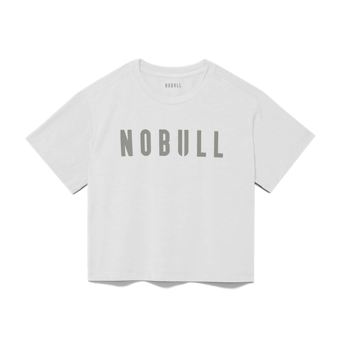 White Women's NOBULL Boxy Tee Silhouette Angle.