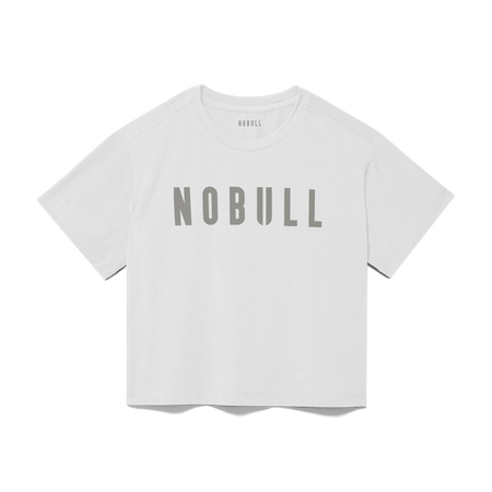 White Women's NOBULL Boxy Tee Silhouette Angle.