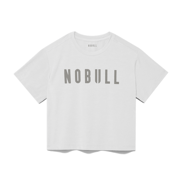 White Women's NOBULL Boxy Tee Silhouette Angle.