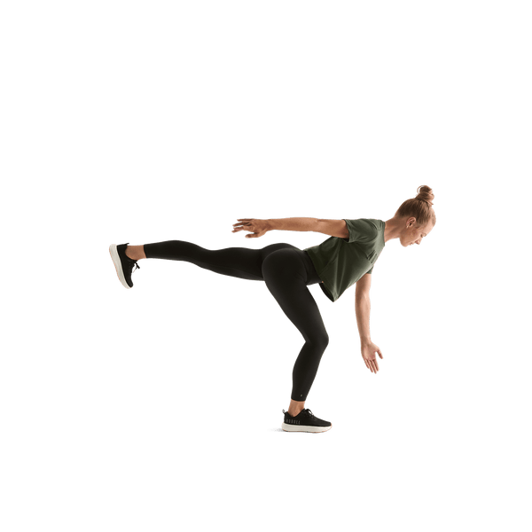 Dark Army Women's NOBULL Boxy Tee Action Shot Angle.