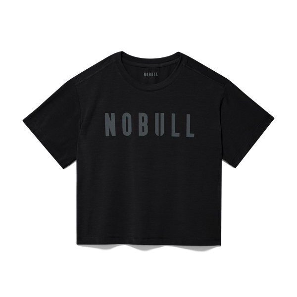 Black Women's NOBULL Boxy Tee Silhouette Angle.