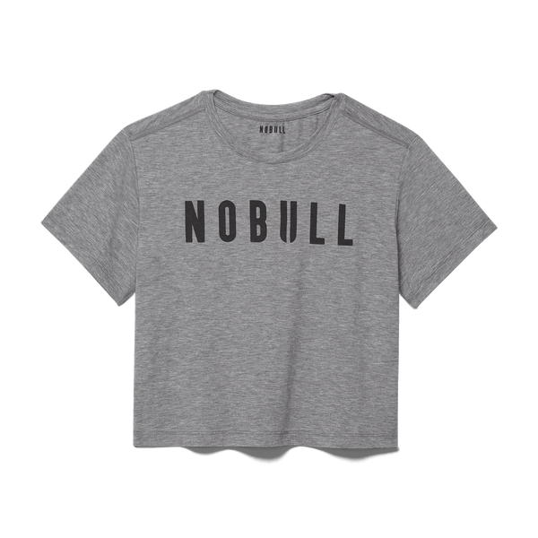 Heather Gray Women's NOBULL Boxy Tee Silhouette Angle.