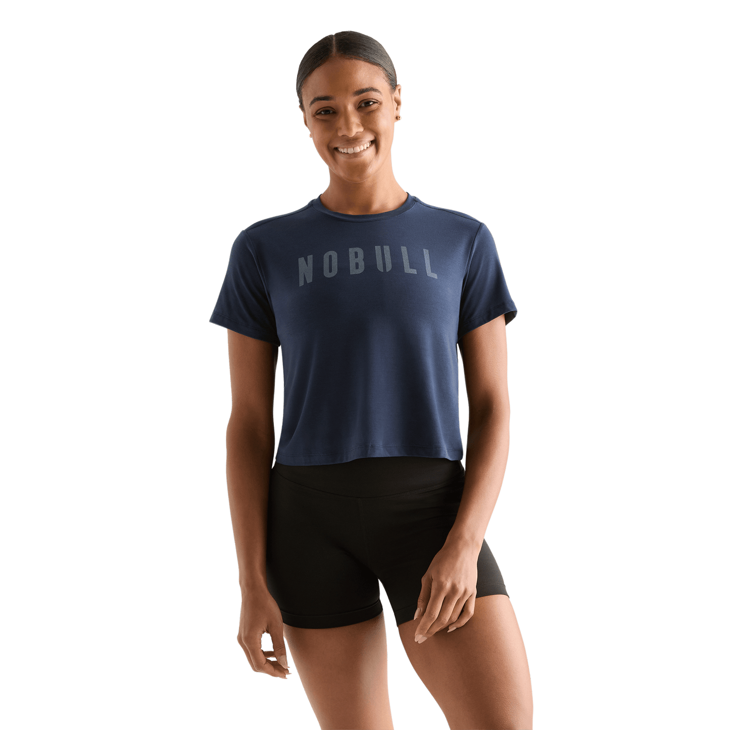 Night Navy Women's NOBULL Boxy Tee Front Angle.
