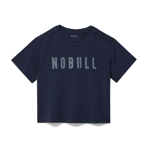 Night Navy Women's NOBULL Boxy Tee Silhouette Angle.