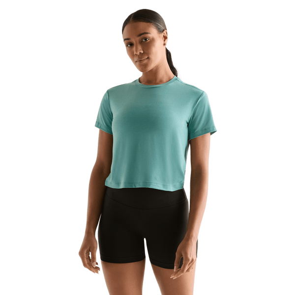 Oil Blue Women's Unbranded Boxy Tee Front Angle.