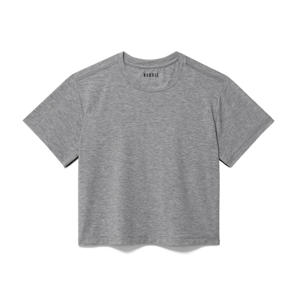 Heather Gray Women's Boxy Tee Silhouette Angle.