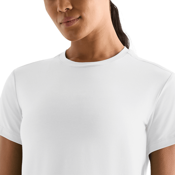 White Women's Boxy Tee Detail Angle.