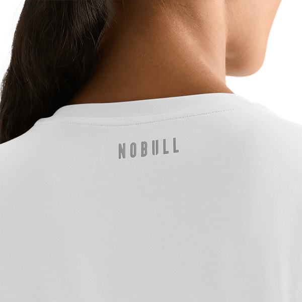 White Women's Boxy Tee NOBULL Logo Angle.
