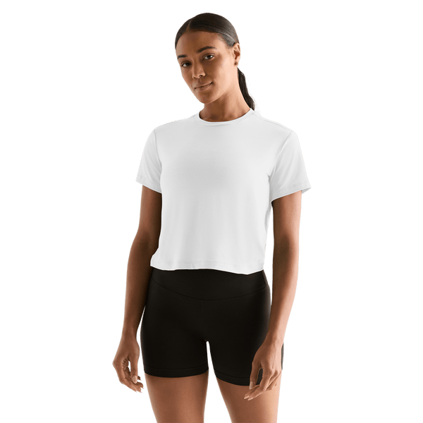 White Women's Boxy Tee Front Angle.