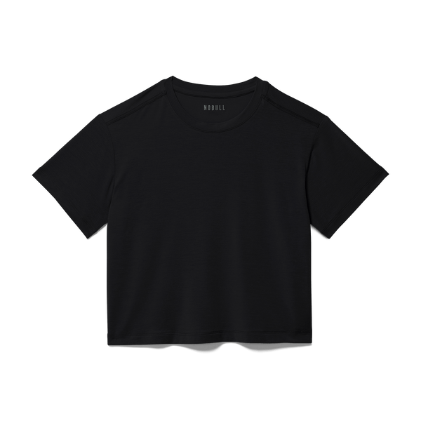 Black Women's Boxy Tee Silhouette Angle.