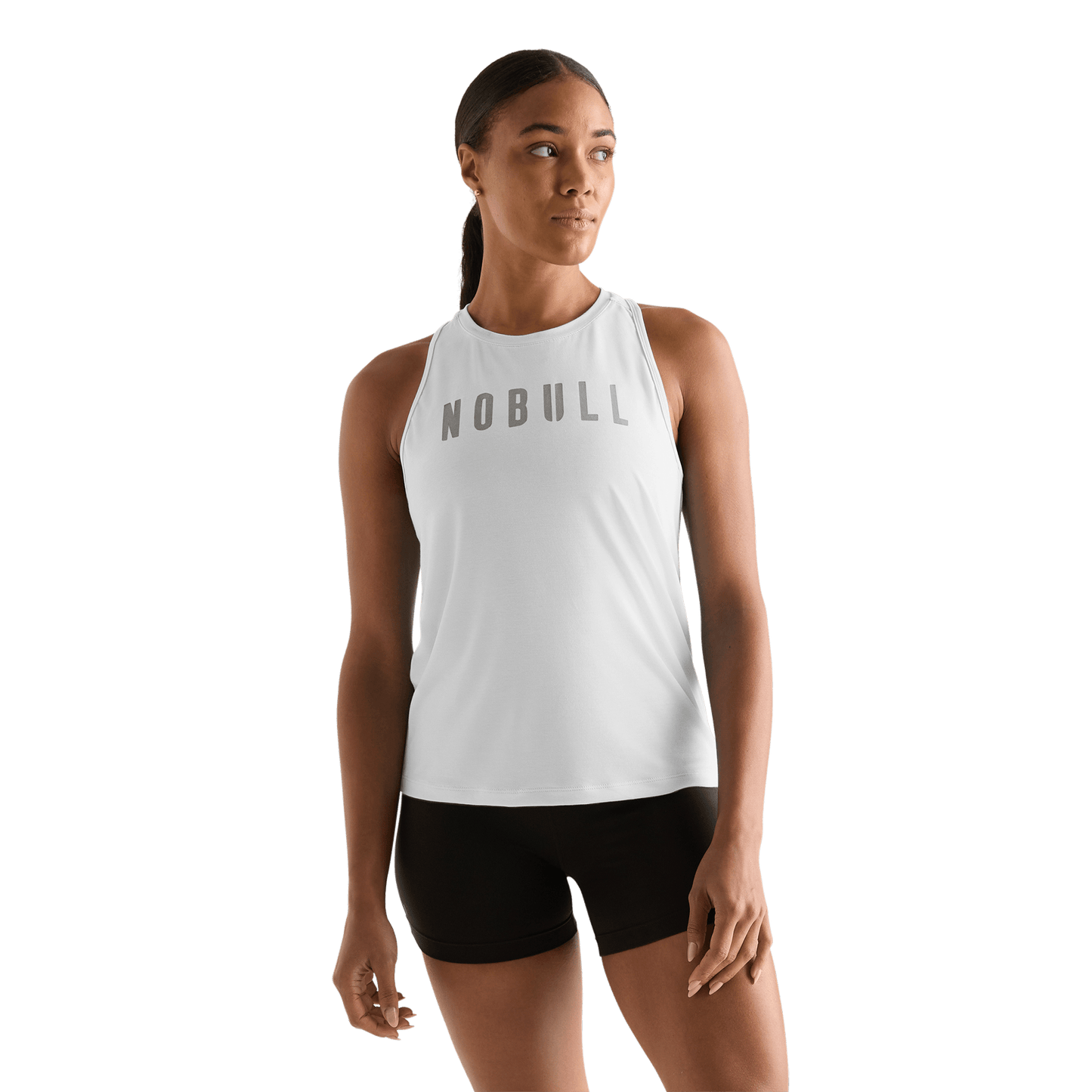 White Women's NOBULL High-Neck Tank Front Angle.