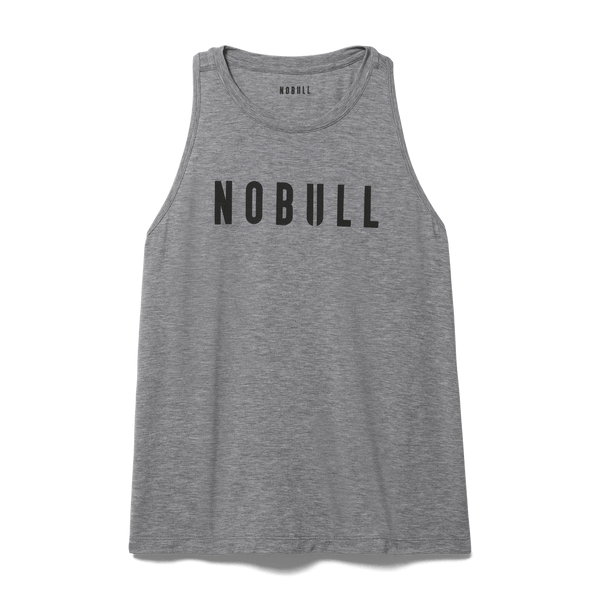 Heather Gray Women's NOBULL High-Neck Tank Silhouette Angle.