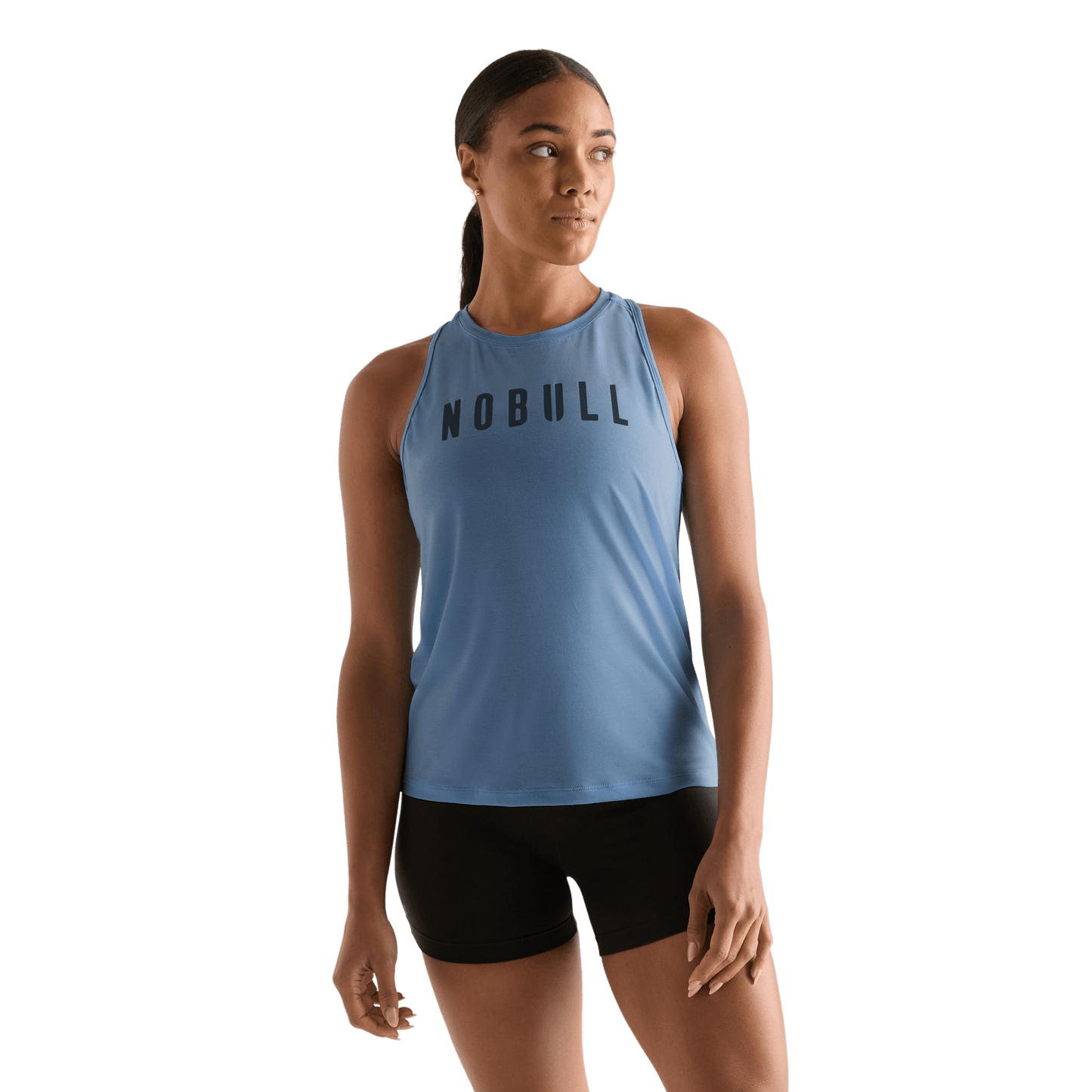 Copen Blue Women's High Neck NOBULL Tank Front Angle.