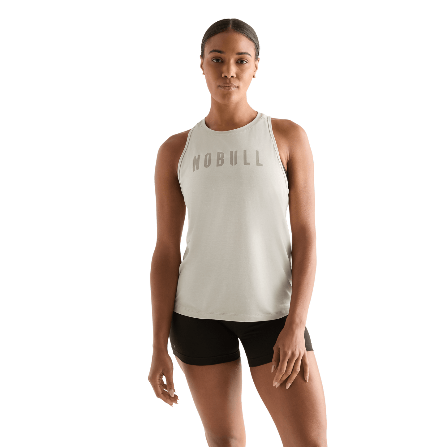 Crater Grey Women's NOBULL High-Neck Tank Front Angle.