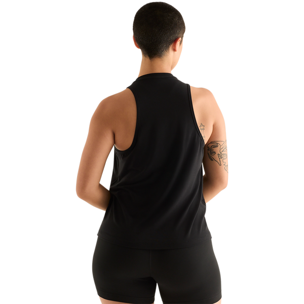 Black Women's Be U High-Neck Tank Back Angle.
