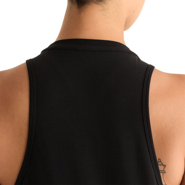 Black Women's Be U High-Neck Tank Back Detail Angle.