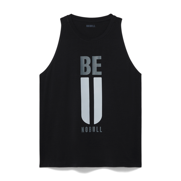 Black Women's Be U High-Neck Tank Silhouette Angle.