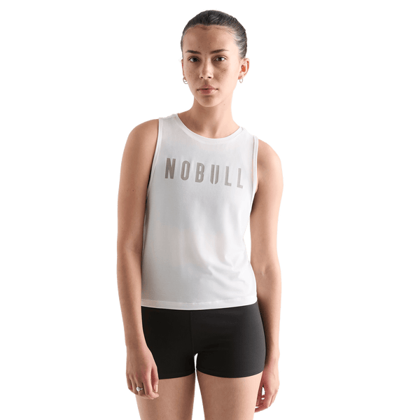Women's White NOBULL Muscle Tank Front Angle