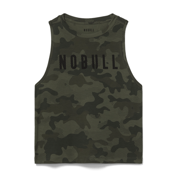 Dark Army Camo Women's Muscle Tank Silhouette Angle.
