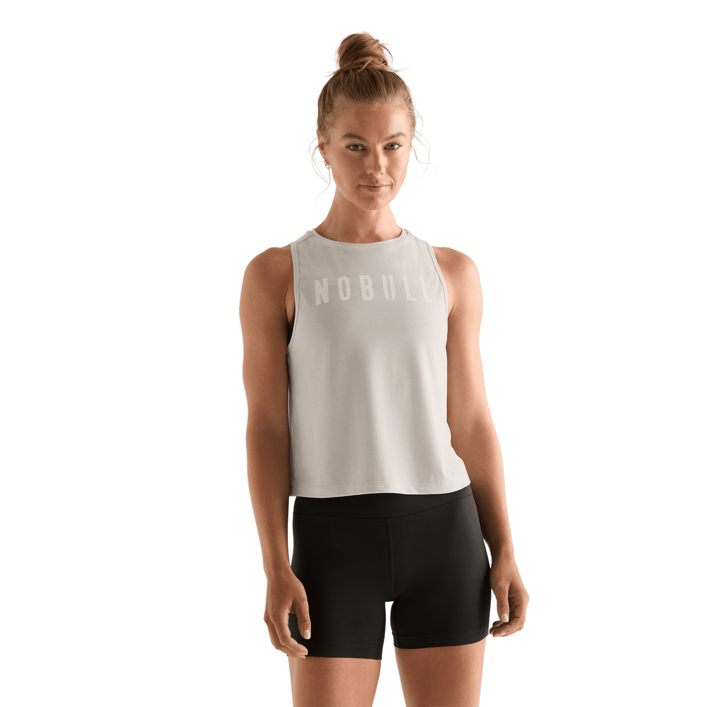 Oatmeal Women's NOBULL Muscle Tank Front Angle.