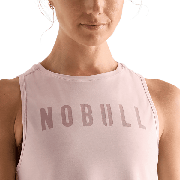 Dusty Rose Women's NOBULL Muscle Tank Detail Angle.