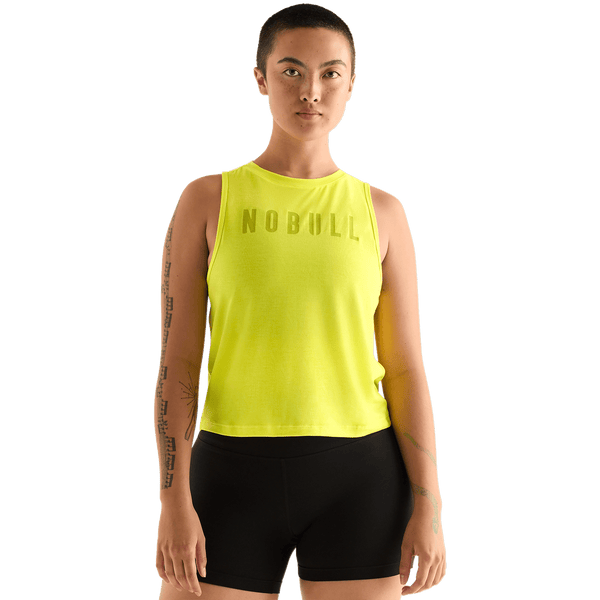Neon Yellow Women's Muscle Tank Front Angle.