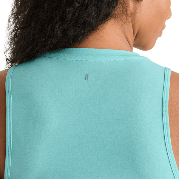 Aqua Heather Women's Muscle Tank Back Detail Angle.