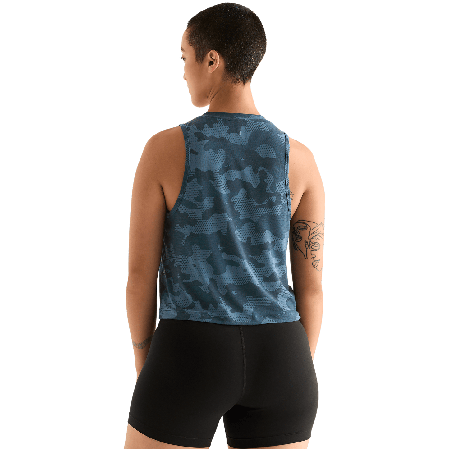 Coastal Blue Camo Women's Muscle Tank Back Angle.