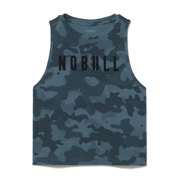 Coastal Blue Camo Women's Muscle Tank Silhouette Angle.