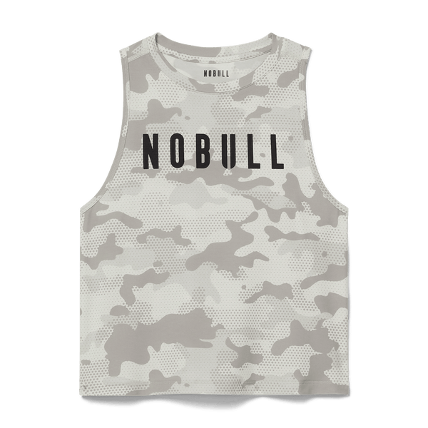 Light Grey Camo Women's Muscle Tank Silhouette Angle.