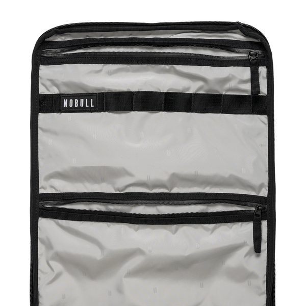 Black Waxed Canvas Backpack Interior Pocket Angle