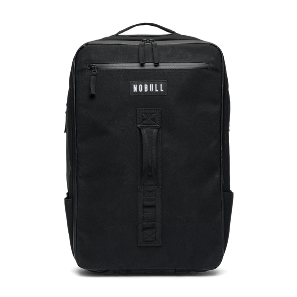 Black Waxed Canvas Backpack Front Angle