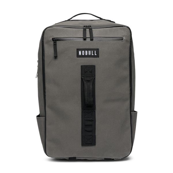 Waxed Grey Canvas Backpack Front Angle