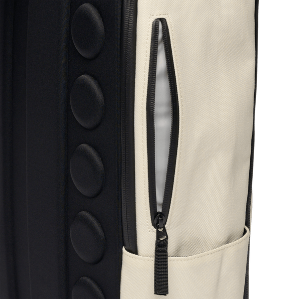 Ivory Waxed Canvas Backpack Side Pocket Angle