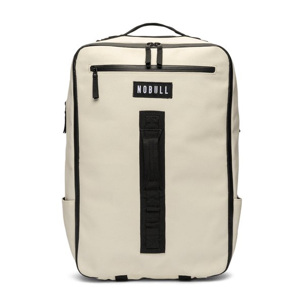 Ivory Waxed Canvas Backpack Front Angle